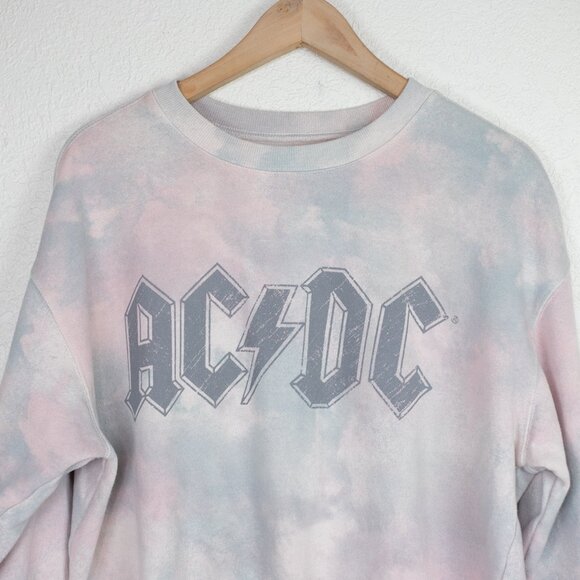 AC/DC Pastel Tie-Dye Logo Crewneck Sweatshirt Women’s Large - Picture 2 of 4